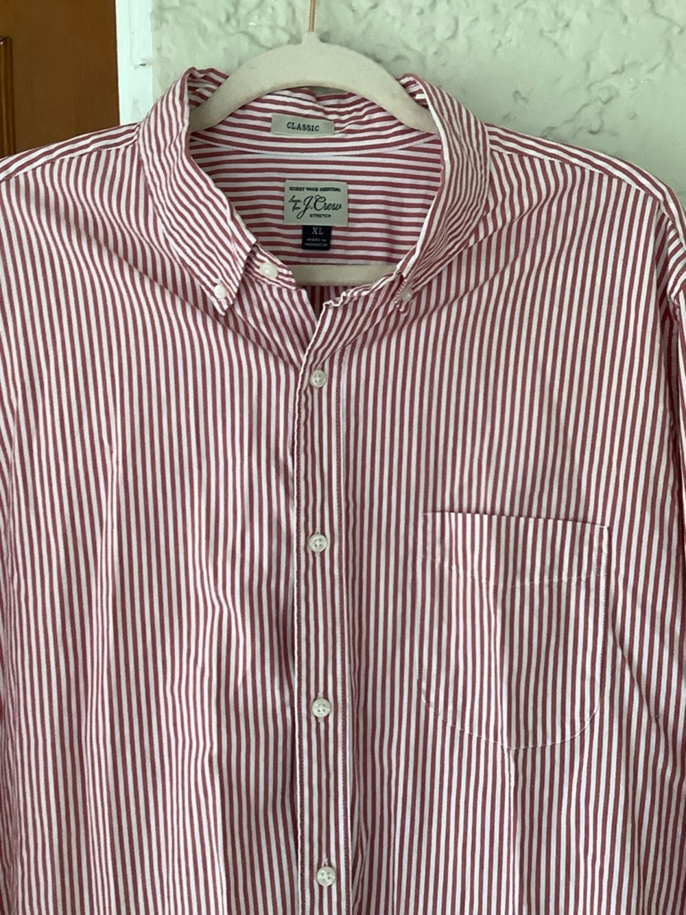 J. Crew Red & White Striped Button-Up Dress Shirt - Picture 2 of 9